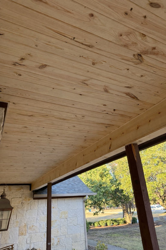 Pino nudoso de grado n.° 2 de 1 x 6 x 16 pies con ranura en V